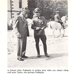 Lipizzaner Colonel Alois Podhajsky With Actor Robert Taylor 4" x 4" Mag Excerpt - Picture 1 of 1