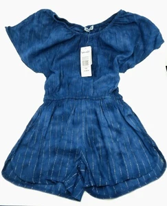 SPLENDID GIRLS KIDS JUMPER SHORTS BLUE SILVER STRIPE SZ 7-8 NEW W/TAG MSRP $50 - Picture 1 of 11