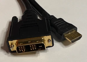 DVI-D To HDMI Male To Male Cable Gold 24+1 HDTV PC Display Wire Monitor 5.5 Feet - Picture 1 of 4