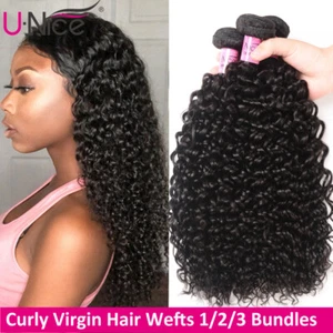 UNice Hair Peruvian Curly Virgin Hair Wefts 1-3 Bundles Human Hair Extensions US - Picture 1 of 31