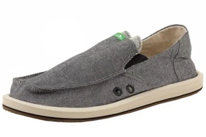 Sanuk Men's Pick Pocket TX Black Chambray Canvas Sidewalk Surfer Shoes Sz: 9 - Picture 1 of 7