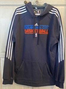 Adidas NBA Authentic Team Issue Oklahoma City Thunder Sweatshirt Blue Heather XL - Picture 1 of 3