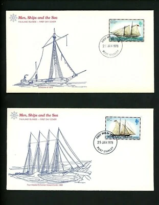 Postal History Falkland Islands FDC #260//274 GROUP OF 4 Tall sailing ships 1978 - Image 1 of 4