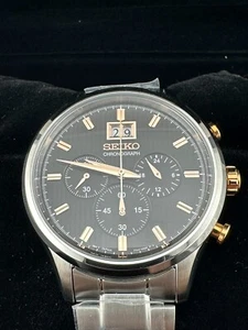 Seiko Men's Chronograph Quartz Brown Dial w/ Rose Gold 42mm Watch - SPC151P1 - Picture 1 of 16