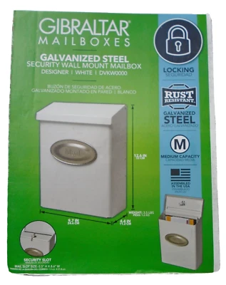 Gibraltar Galvanized Steel Security Wall Mount Designer Mailbox White Size Med - Image 1 of 4