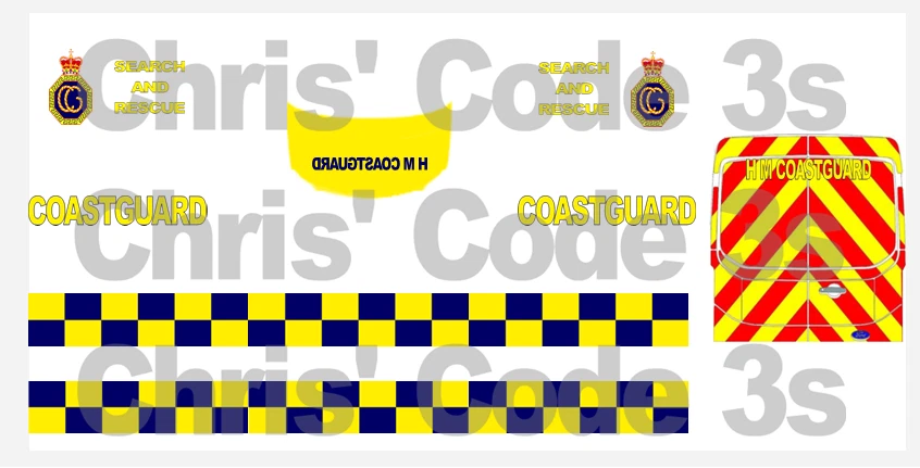 Code 3 Adhesive Vinyl Decals Greenlight 1/64 Transit Jumbo - HM Coastguard - Image 1 of 1