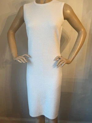 Nuevo con etiquetas Vestido St John Tejido Talla XL 14/16 Blanco Brillante Foto 1 de 4