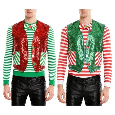 Hombres Chaleco Fiesta Chaqueta Esmoquin Top Chaleco Tanque Vacaciones Navidad Adulto Abrigo Foto 1 de 3