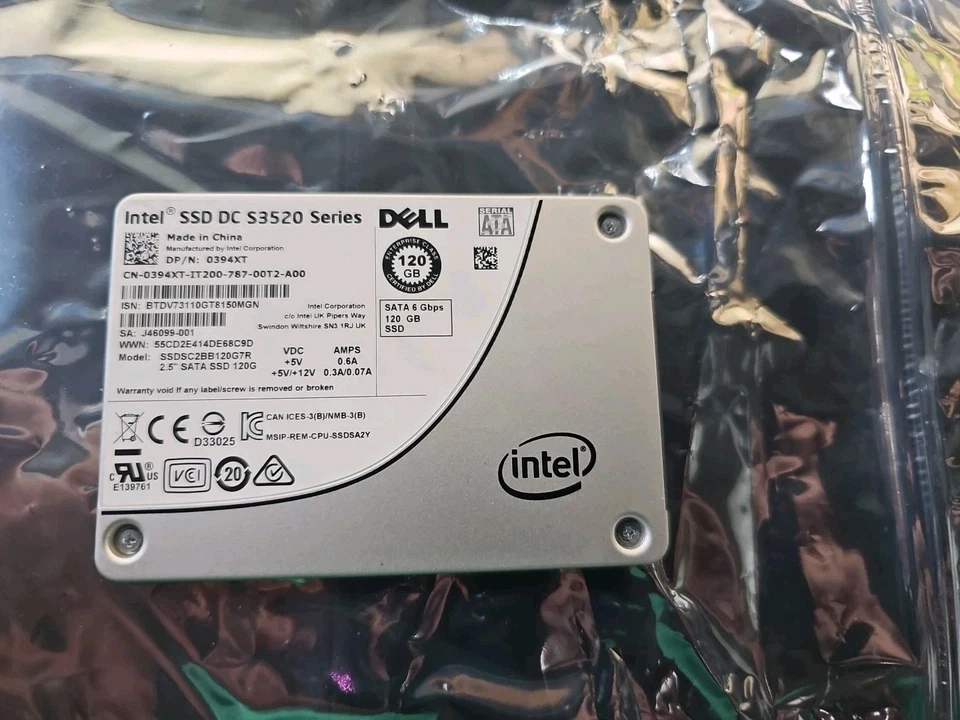 Intel 120Gb 98% Health DC S3520 Series 2.5" SSDSC2BB120g7r.   #s58 - Image 1 of 1