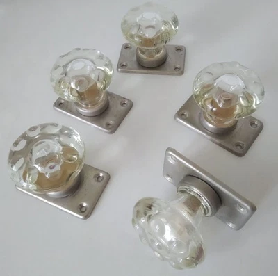 Par de perillas de puerta de vidrio transparente vintage hechas en la URSS Foto 1 de 4