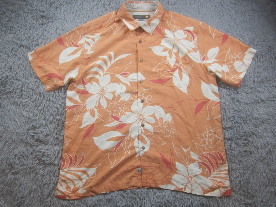 Camisa Quicksilver Para Hombres XXL Abotonada Naranja Hawaiana Manga Corta Waterman Foto 1 de 4