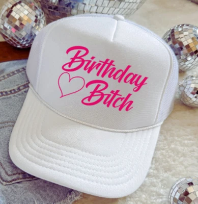 Birthday Bitch, White, Men's and Women's Otto Brand Trucker Hat - Image 1 of 4