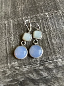 ATR Sterling Silver 925 Blue Chalcedony Drop Earrings - Picture 1 of 4