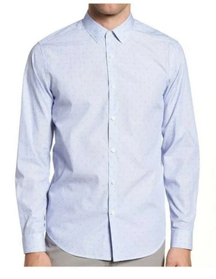 Camisa de Vestir THEORY Murrary Finch Cupé Rayas XL Azul NUEVA Abotonada Negocios Foto 1 de 4