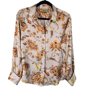 Elie Elie Tahari Bluse Damen L braun orange Blumen Satin Karriere feminin  - Bild 1 von 9