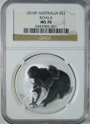 2010 P Australia Koala 1oz .999 Silver $1 Coin NGC MS70 - Image 1 of 4