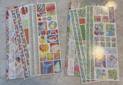 Set Of 2 Creative Memories Best Wishes & Party Time Jumbo  Great Length Stickers - Image 1 of 3