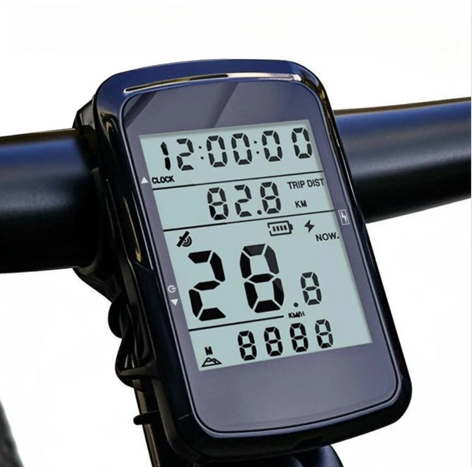 GPS Kabellos Funk Fahrradcomputer Tachometer LCD Kilometerzähler - Bild 1 von 4