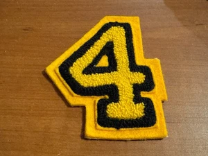 Vintage Number 4 Black/Gold Chenille Letter Jacket Patch - Picture 1 of 2