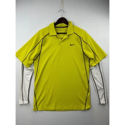 Nike Golf Dri-FIT UV Long Sleeve Layered Look Polo Shirt Men's Size Small Yellow - Image 1 of 4