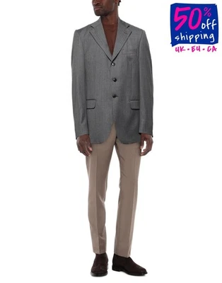 RRP€645 LUBIAM STUDIO Wool Blazer Jacket IT50 US40 L Striped Made in Italy - Image 1 of 4