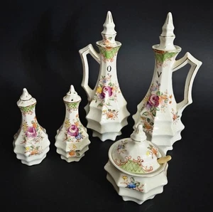 Antikes Art Deco Porzellan 9 teiliges Kruzifix Set handbemalt Made in Japan - Bild 1 von 11