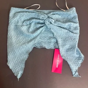 SHEIN Women’s Medium Size 6 Halter Strap Crop Top - Blue - Picture 1 of 5