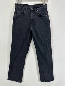 Bardot Black Denim Cropped Straight Jeans Women 8 (26x27) Mid Rise Zip Fly - Picture 1 of 12
