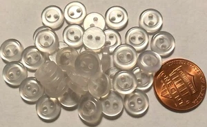 24 Small Pearlized Semi-translucent White Plastic 2-hole Buttons 3/8" 9mm 10069 - Picture 1 of 1