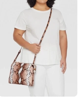 Женщин новый день искусственной змеи печать трансформируемый наплечная сумка коричневый новый с Ярлыками - Изображение 1 из 4