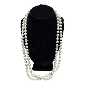 Long Imitation Pearl Statement Necklace Classic Costume Elegant Jewelry 26.5in L - Picture 1 of 7
