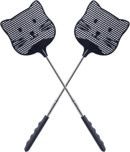 2 Pack Extendable Fly Swatter, 25 Inch Long Handle Flyswatters, Plastic Heavy Du - Picture 1 of 12