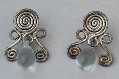 Pendientes firmados Jean Xavier Duhart Paris plata cristal clip arte vanguardista Foto 1 de 4