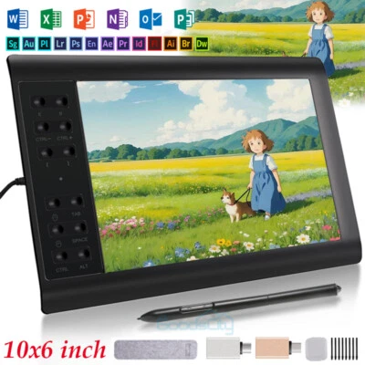 Pro Artist 10"x6" Grafiktablett Zeichnen Batteriefrei Stift 8192, 12 Smart Keys - Bild 1 von 4