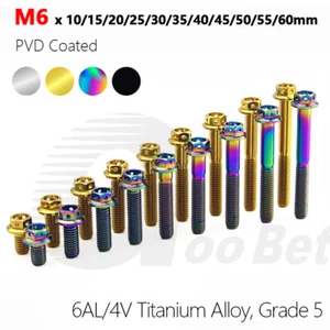 Grade 5 Titanium Hex Drilled Head Flange Bolts M6 for Motorcycle Tuning 10-60mm - Picture 1 of 32