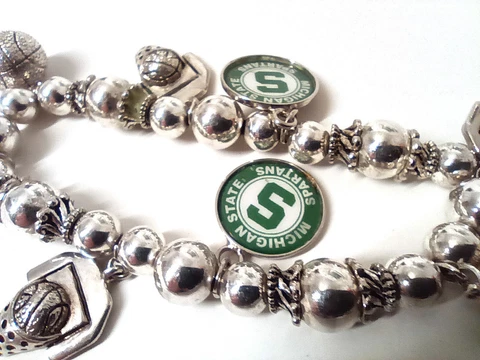 Michigan State Spartans Charm Bracelet , Love Basketball, Stretch Cover