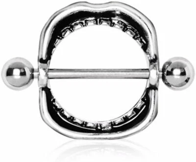 Anillo de pezón 14G (1,6 mm) dientes de tiburón acero quirúrgico sin níquel 2 piezas (B/5/5) Foto 1 de 3