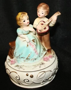 Josef Originals Boy Girl Serenade Figurine Music Box You Light Up My Life Vntg - Picture 1 of 10