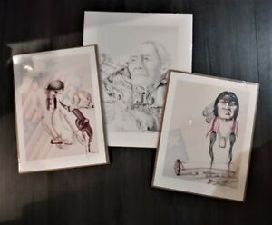 Native American Indian Art Lithographs Prints 3 pc Pictures