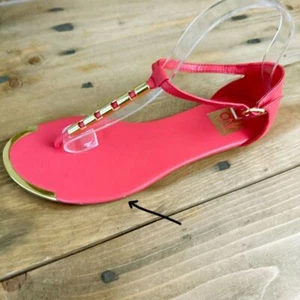 Dolce Vita Hot Coral Sandals Gold Trim 8.5 - Imagen 1 de 7