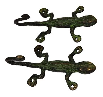 Colgador de gancho de pared con forma de lagarto estilo antiguo hecho a mano de tela de latón Foto 1 de 4