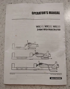 WALLENSTEIN OPERATOR / OWNERS MANUAL + SET UP INSTRUCTIONS - HITCH WOOD SPLITTER - Picture 1 of 4