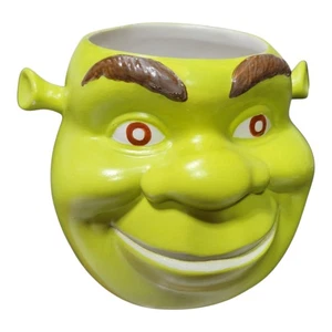 Vintage Shrek Face 3D Coffee Mug Ceramic 2004 Green Galerie Dreamworks Pre-owned - Picture 1 of 9