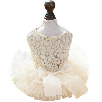 Elegant Court Style Wedding Dress for Small and Medium Dogs Size M - Image 1 of 4