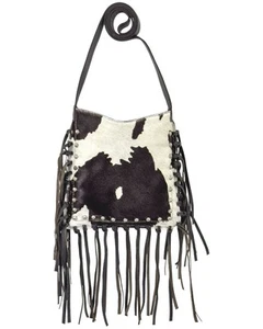 American West Women's Pony Hair-On Studded Fringe Crossbody Messenger - 7250121 - Picture 1 of 2