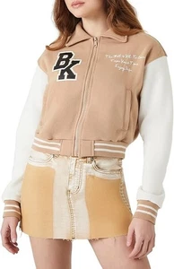 Chaqueta Bomber Forever 21 Mujer Varsity Letterman Color Caqui TALLA L NUEVA (1456 - Imagen 1 de 5