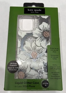 Kate Spade Coque de Protection Magsafe pour iPhone 16 Floral Transparent Liquide Paillettes - Photo 1 sur 4