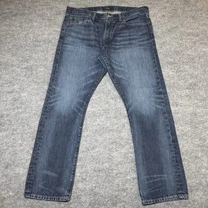 Pantalones de mezclilla Polo Ralph Lauren para hombre 35X30 The Varick ajustados rectos lavado oscuro bigotes - Imagen 1 de 16