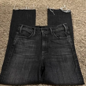 Mother The Hustler Ankle Fray Jeans Size 27x26.5 Sharing Secrets Black Denim - Picture 1 of 7