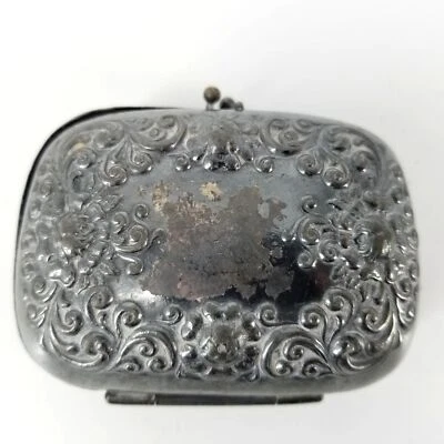 Silver Plated Purse Case Box Keepsake Trinket Holder Victorian Medieval Estate - Image 1 of 4